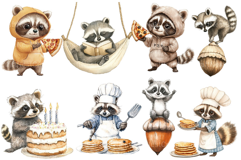 Funny Raccoon Clipart Bundle 2 - CraftNest - Digital Crafting and Art