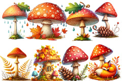 Mushrooms Fall Autumn Clipart Bundle - CraftNest - Digital Crafting and Art