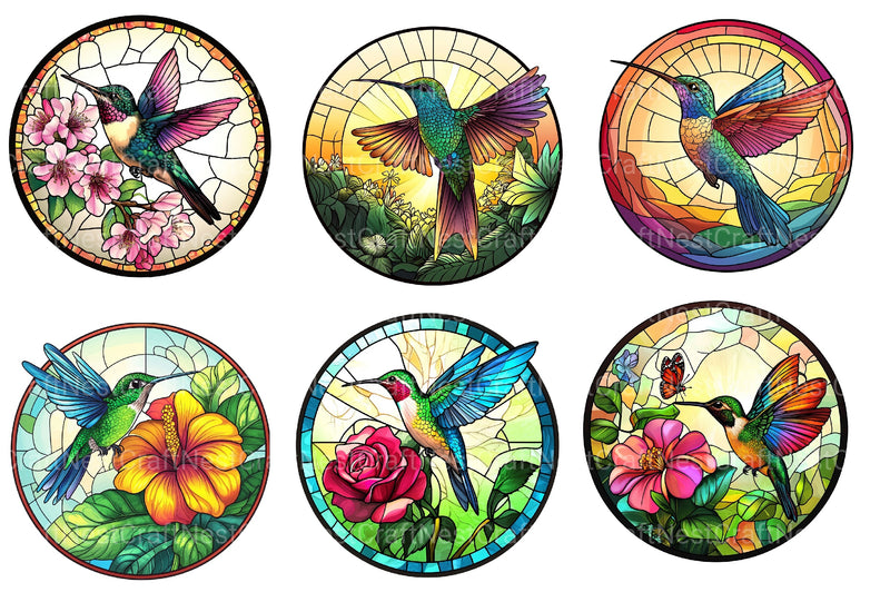 Hummingbird Round Stained Glass Clipart Bundle - CraftNest - Digital Crafting and Art