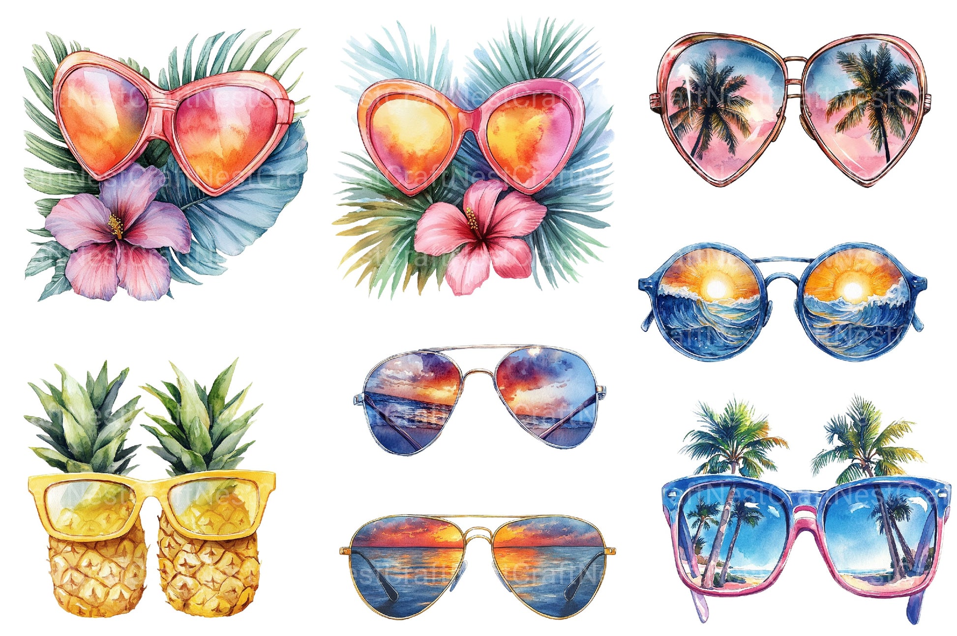 Summer Sun Glass Clipart Bundle - CraftNest - Digital Crafting and Art