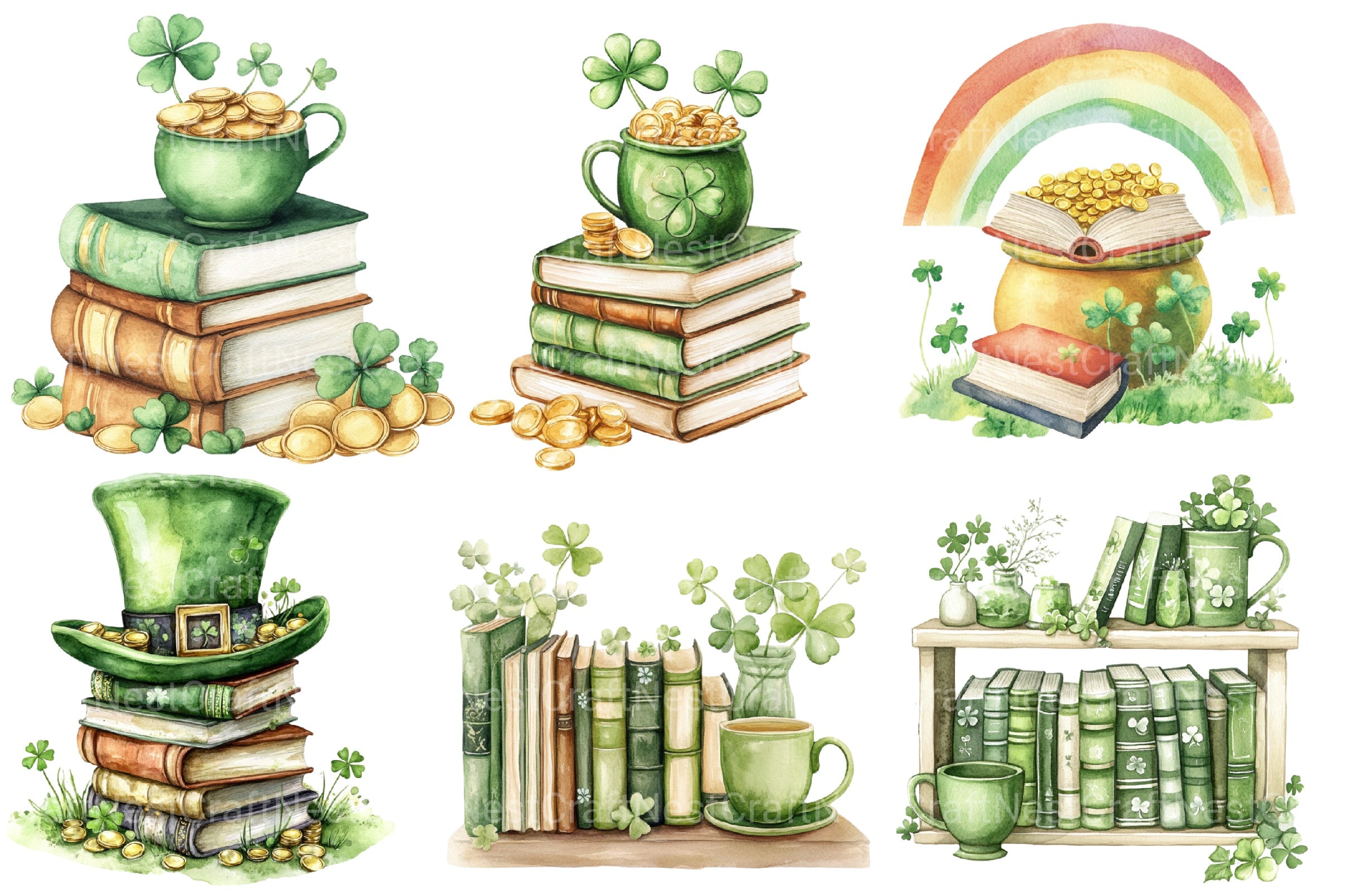 St Patrick's Day Reading Clipart Bundle 3 - CraftNest - Digital Crafting and Art