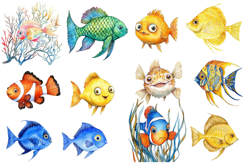 Sea Fish Clipart Bundle 2 - CraftNest - Digital Crafting and Art