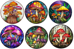Mushroom Round Stained Glass Clipart Bundle - CraftNest - Digital Crafting and Art