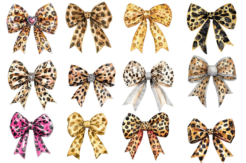 Leopard Glitter Bow Clipart Bundle 1 - CraftNest - Digital Crafting and Art