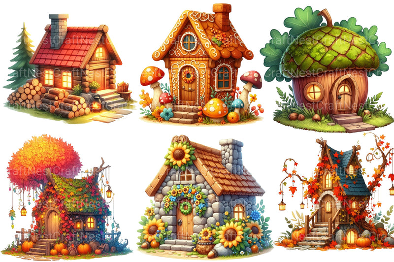 Autumn Houses Clipart Bundle - CraftNest - Digital Crafting and Art
