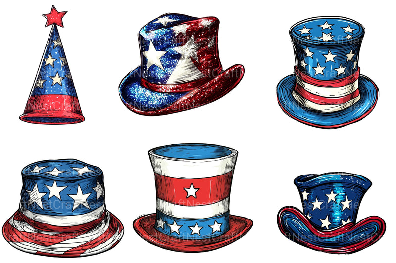 4th Of July Hat Clipart Bundle - CraftNest - Digital Crafting and Art