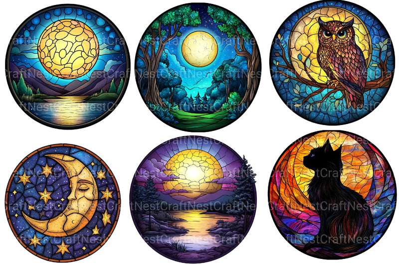 Moonlit Nights Stained Glass Clipart Bundle - CraftNest - Digital Crafting and Art