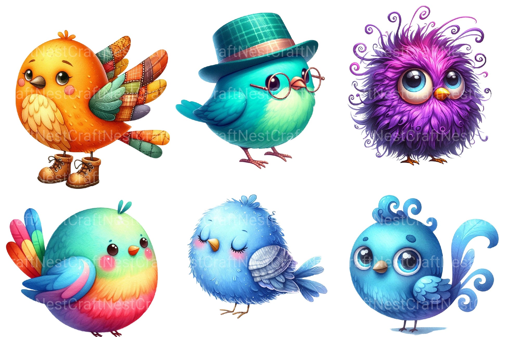 Whimsical Birds Clipart Bundle 2 - CraftNest - Digital Crafting and Art
