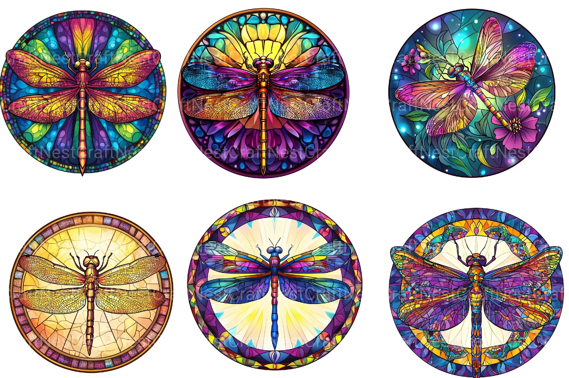 Dragonfly Stained Glass Clipart Bundle - CraftNest - Digital Crafting and Art