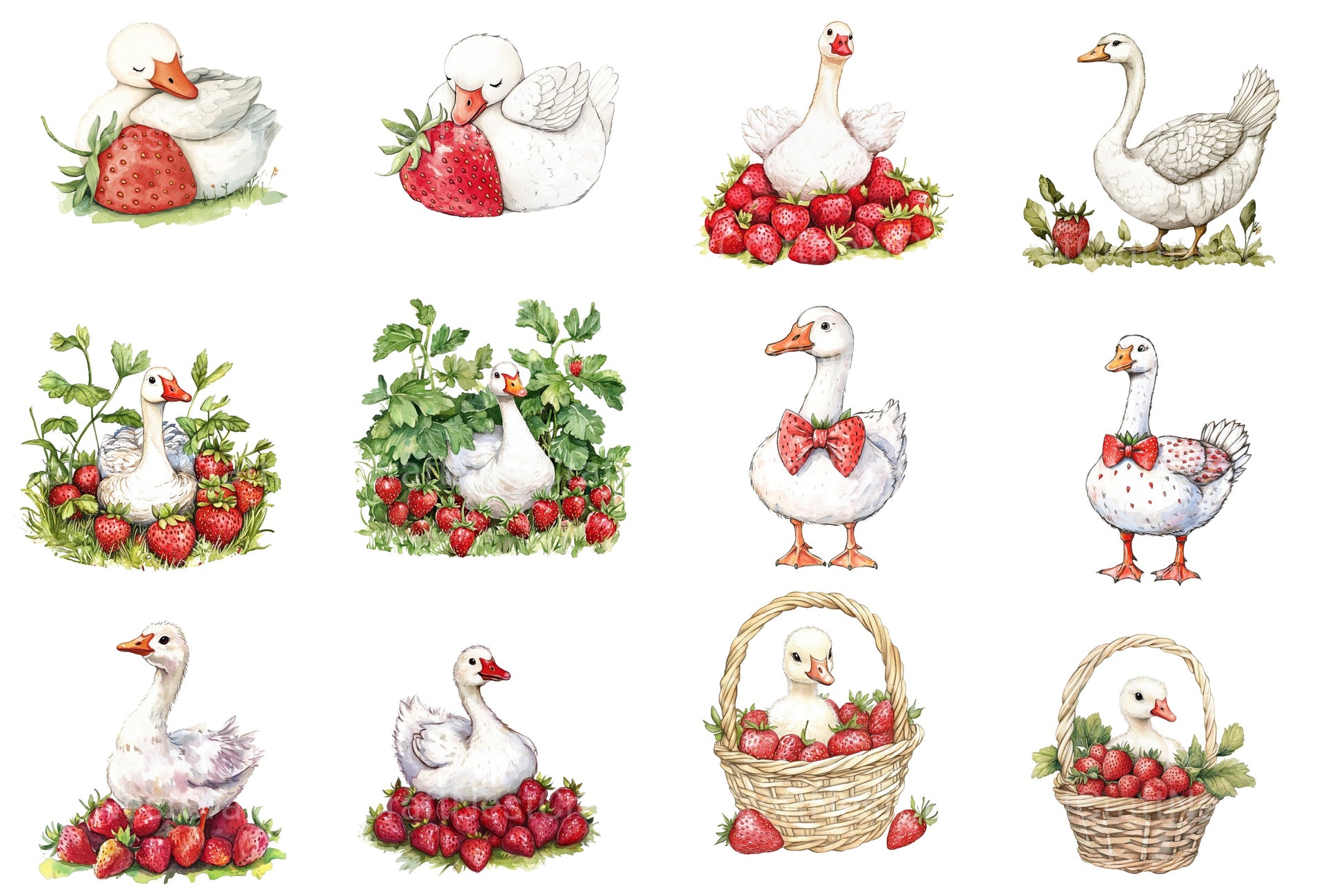 Strawberry Goose Clipart Bundle - CraftNest - Digital Crafting and Art