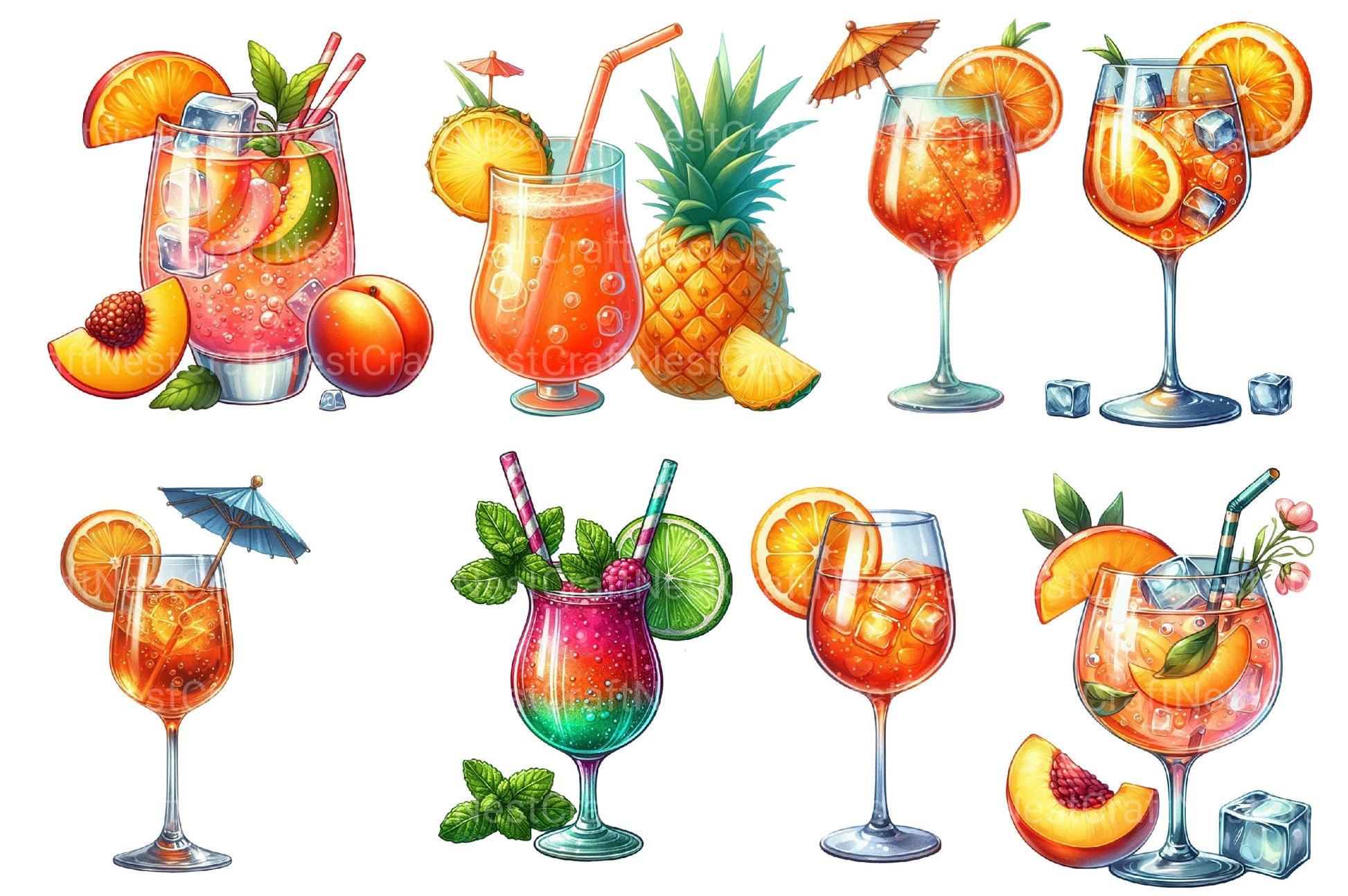 Summer Spritz Cocktail Clipart Bundle - CraftNest - Digital Crafting and Art