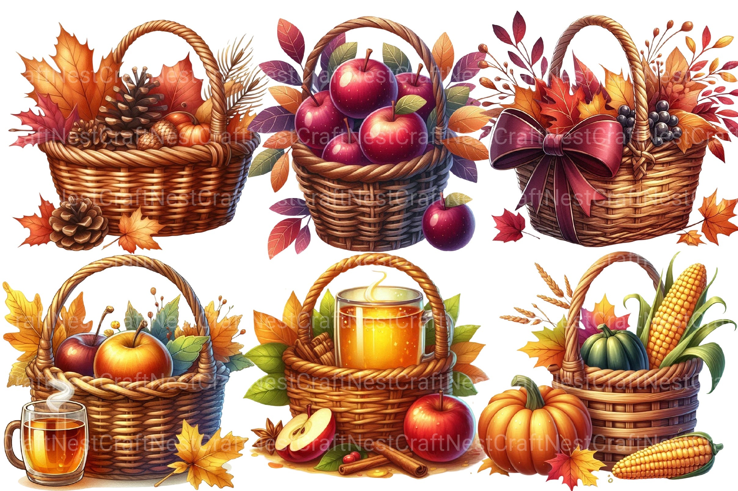 Autumn Basket Clipart Bundle - CraftNest - Digital Crafting and Art