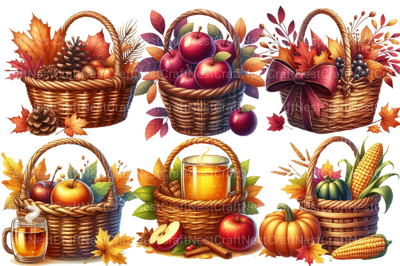 Autumn Basket Clipart Bundle - CraftNest - Digital Crafting and Art