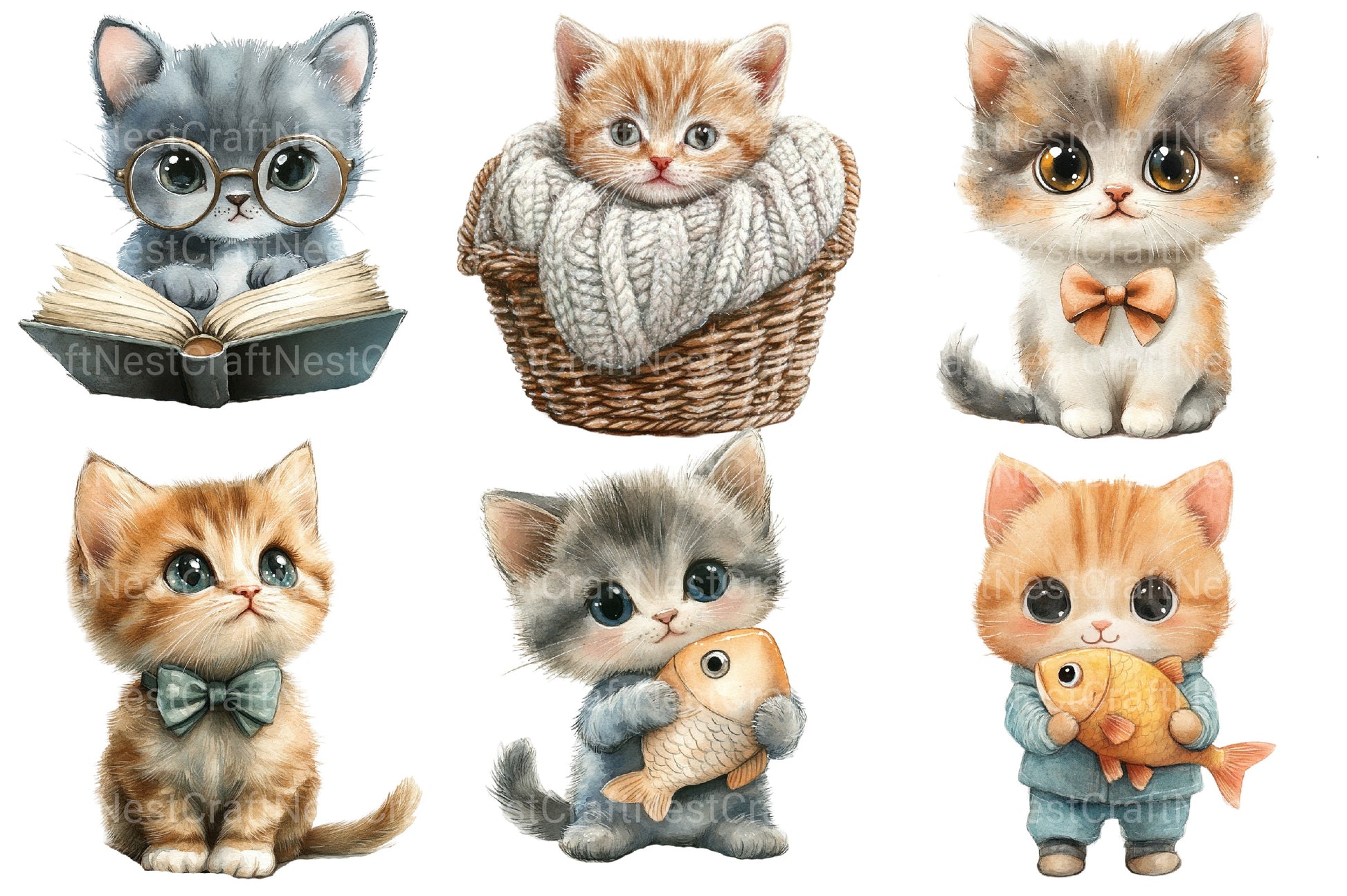 Cute Cat Clipart Bundle - CraftNest - Digital Crafting and Art