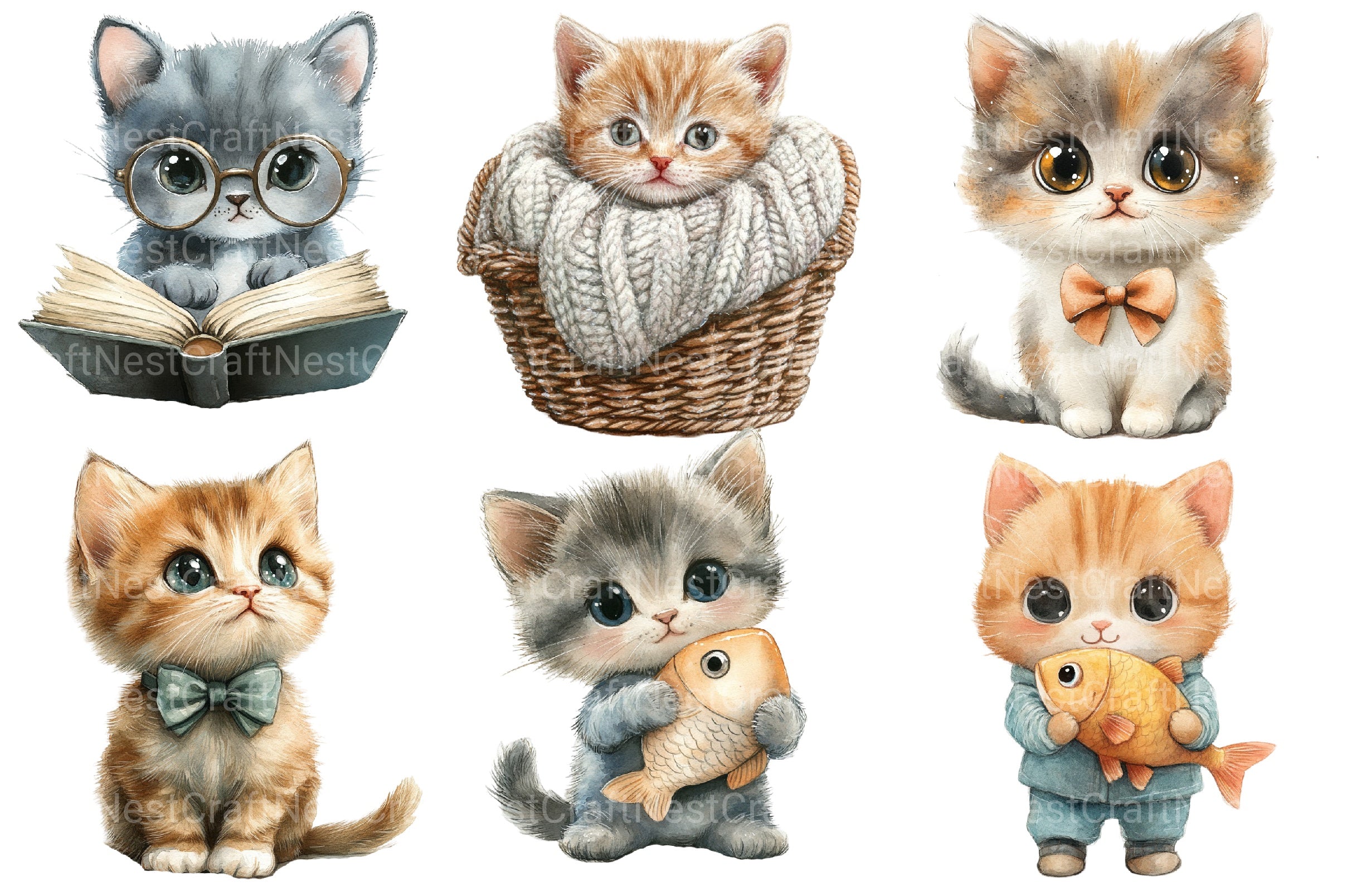 Cute Cat Clipart Bundle - CraftNest - Digital Crafting and Art