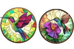 Hummingbird Round Stained Glass Clipart Bundle - CraftNest - Digital Crafting and Art