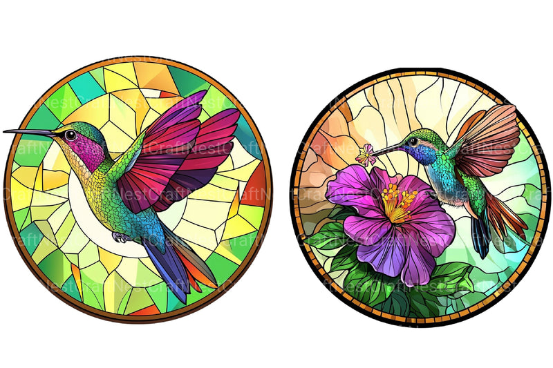Hummingbird Round Stained Glass Clipart Bundle - CraftNest - Digital Crafting and Art