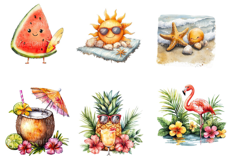 Cute Tropical Summer Clipart Bundle 2 - CraftNest - Digital Crafting and Art