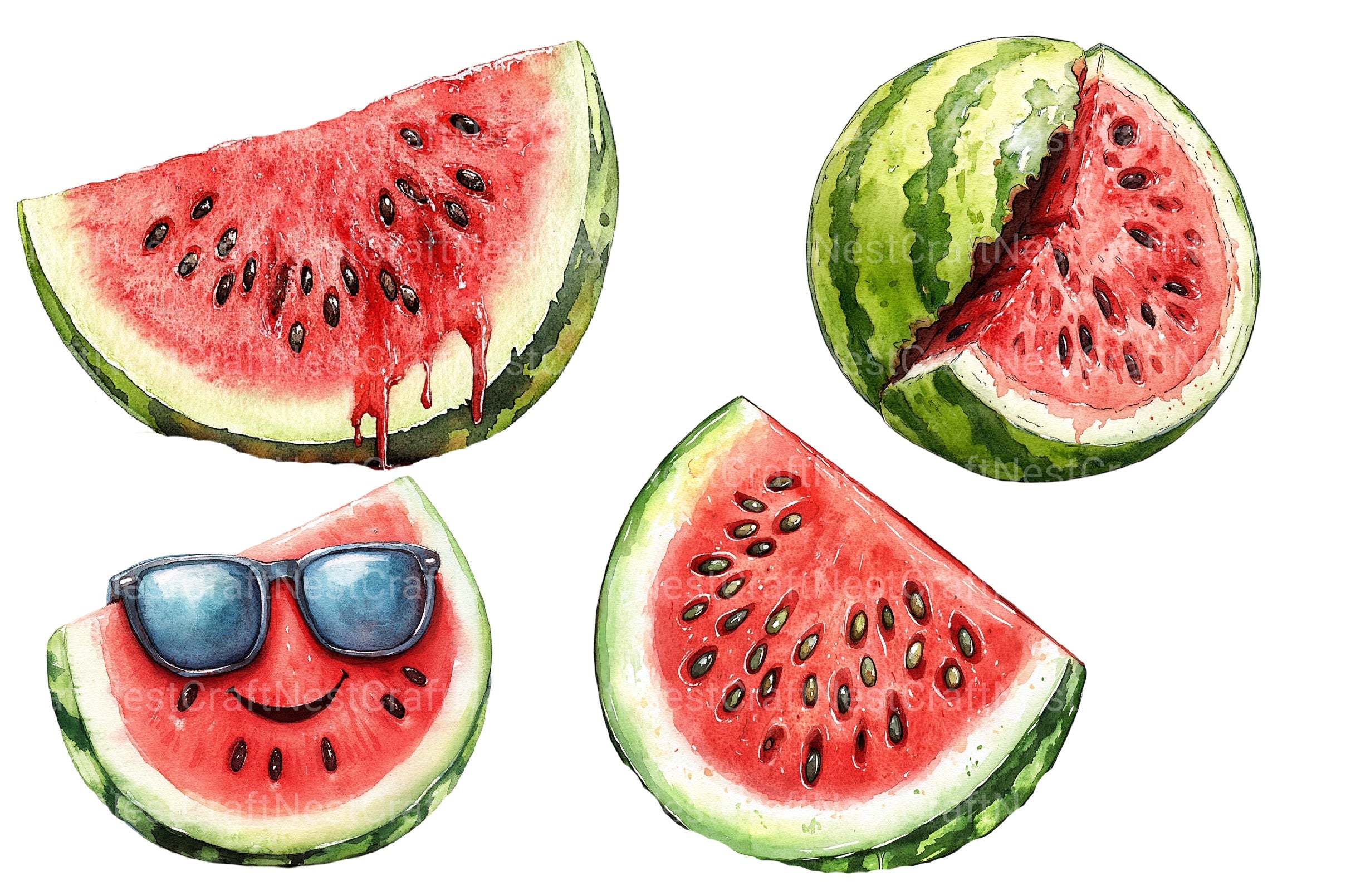 Summer Watermelon Clipart Bundle 4 - CraftNest - Digital Crafting and Art
