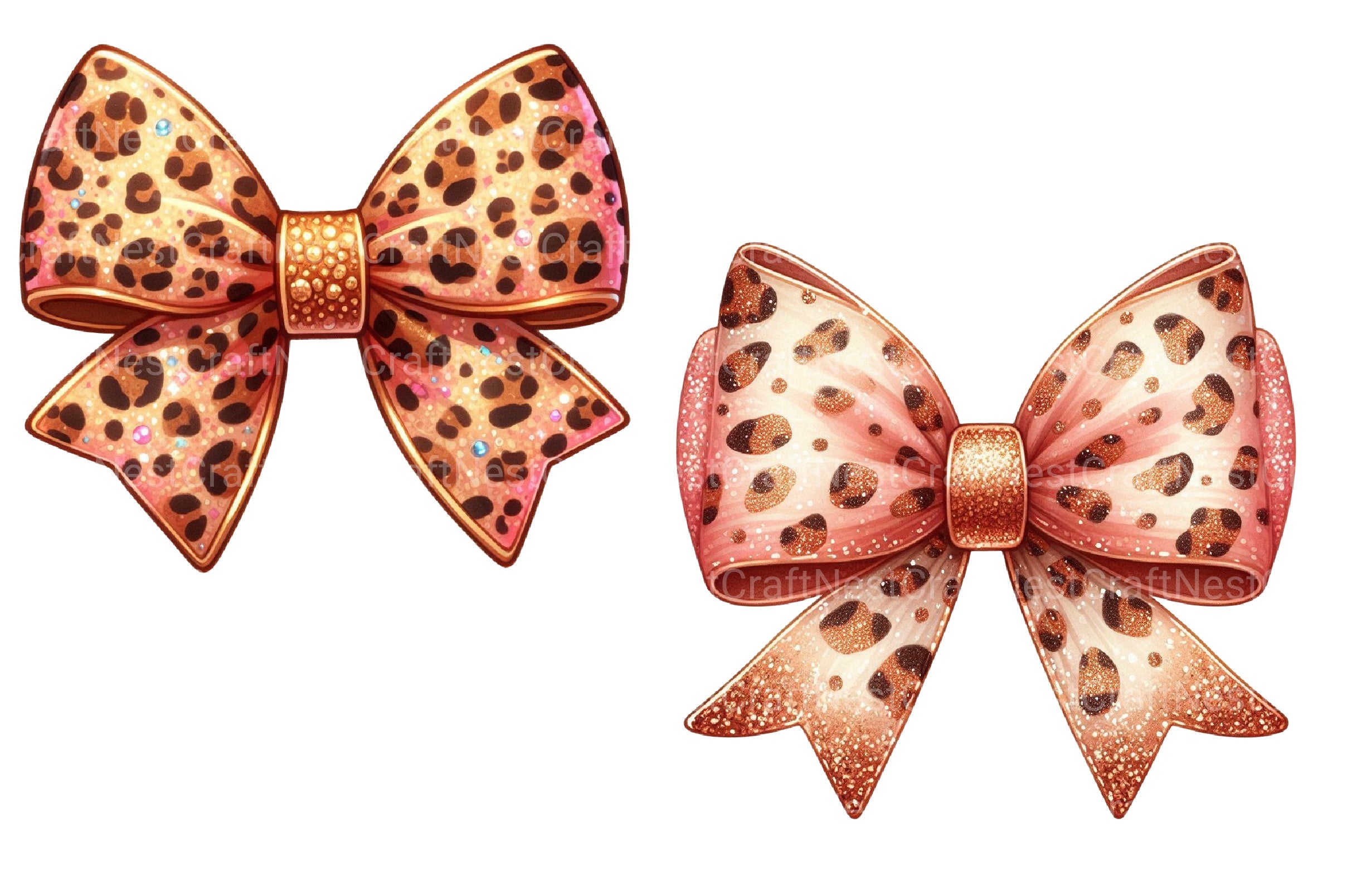 Leopard Glitter Bow Clipart Bundle 2 - CraftNest - Digital Crafting and Art