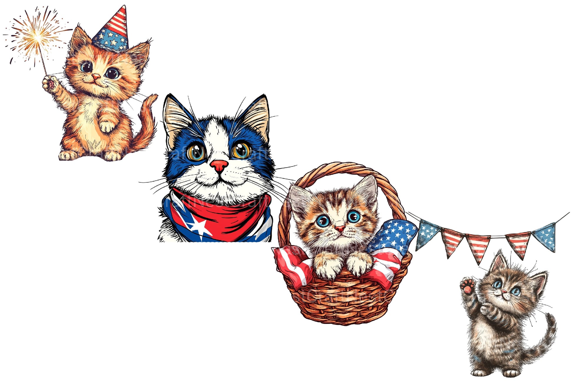4th Of July Cat Clipart Bundle 2 - CraftNest - Digital Crafting and Art