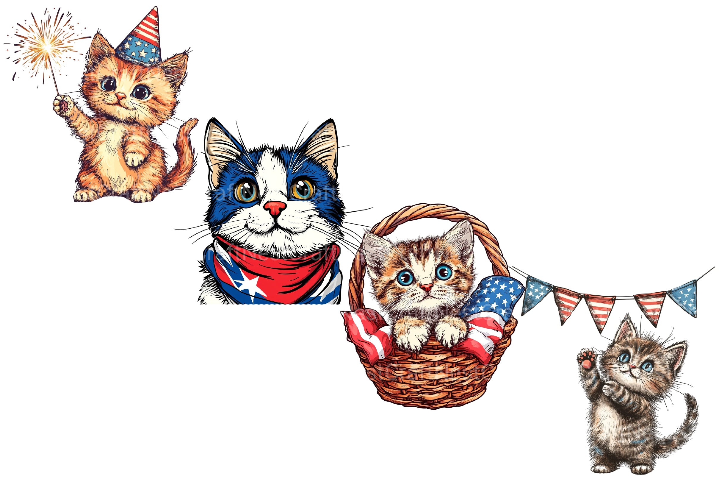 4th Of July Cat Clipart Bundle 2 - CraftNest - Digital Crafting and Art