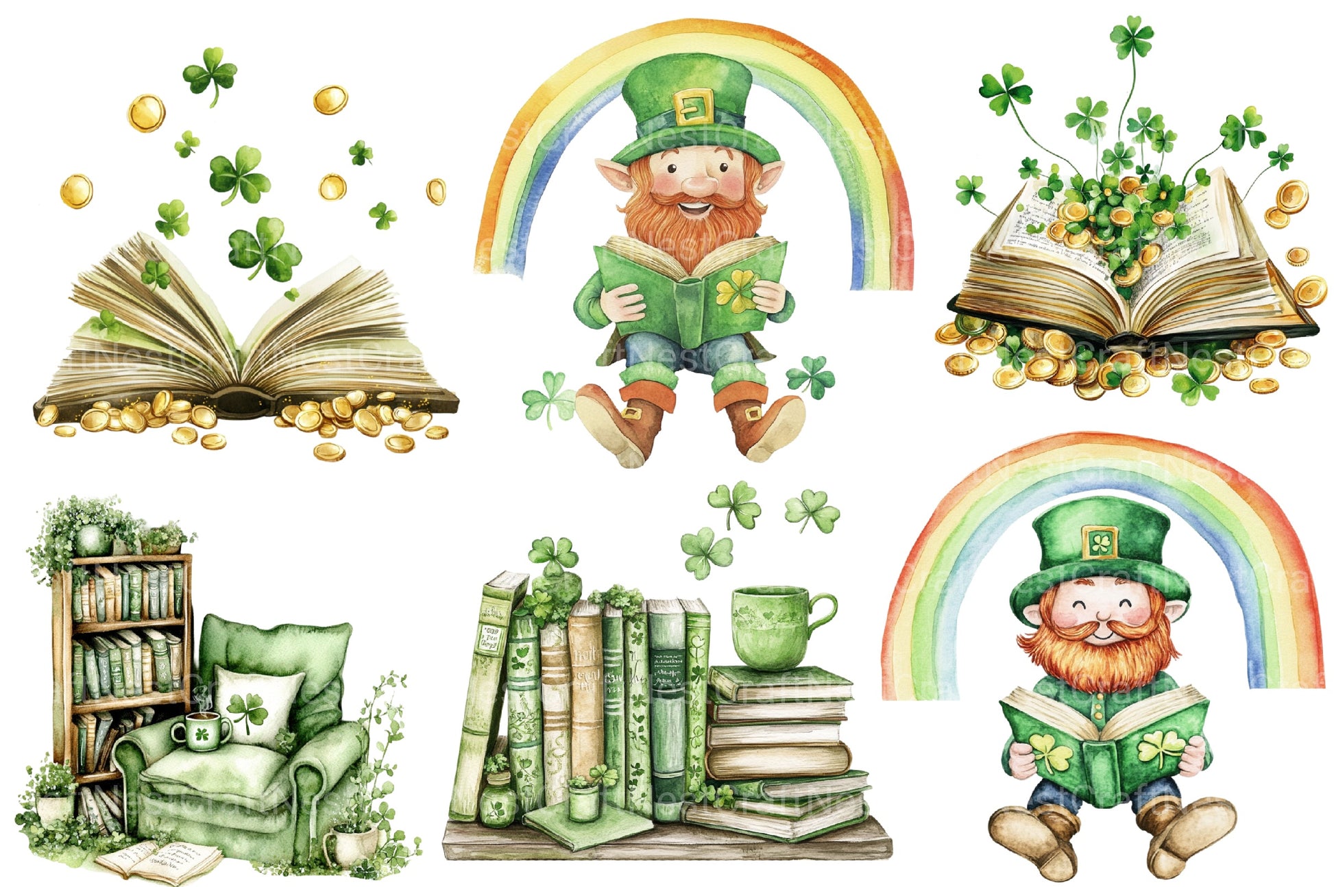 St Patrick's Day Reading Clipart Bundle 3 - CraftNest - Digital Crafting and Art