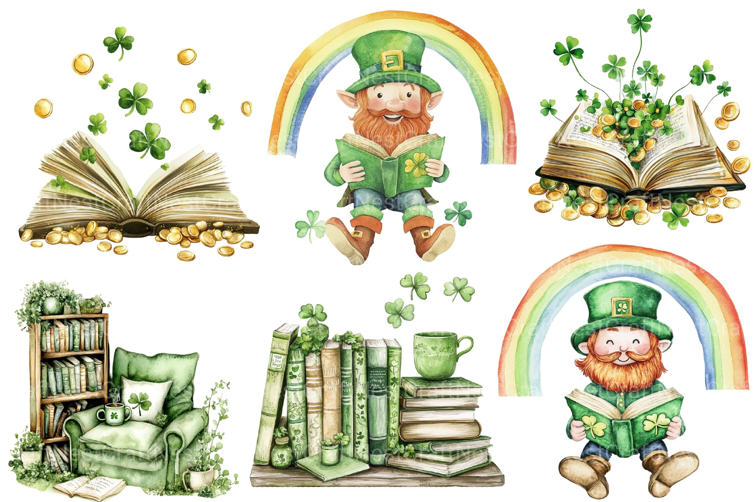 St Patrick's Day Reading Clipart Bundle 3 - CraftNest - Digital Crafting and Art