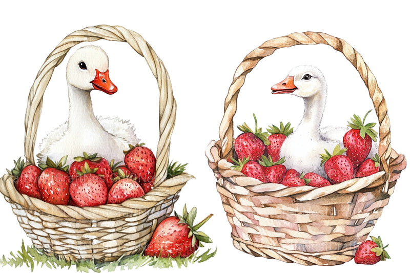Strawberry Goose Clipart Bundle - CraftNest - Digital Crafting and Art