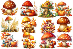 Mushrooms Fall Autumn Clipart Bundle - CraftNest - Digital Crafting and Art