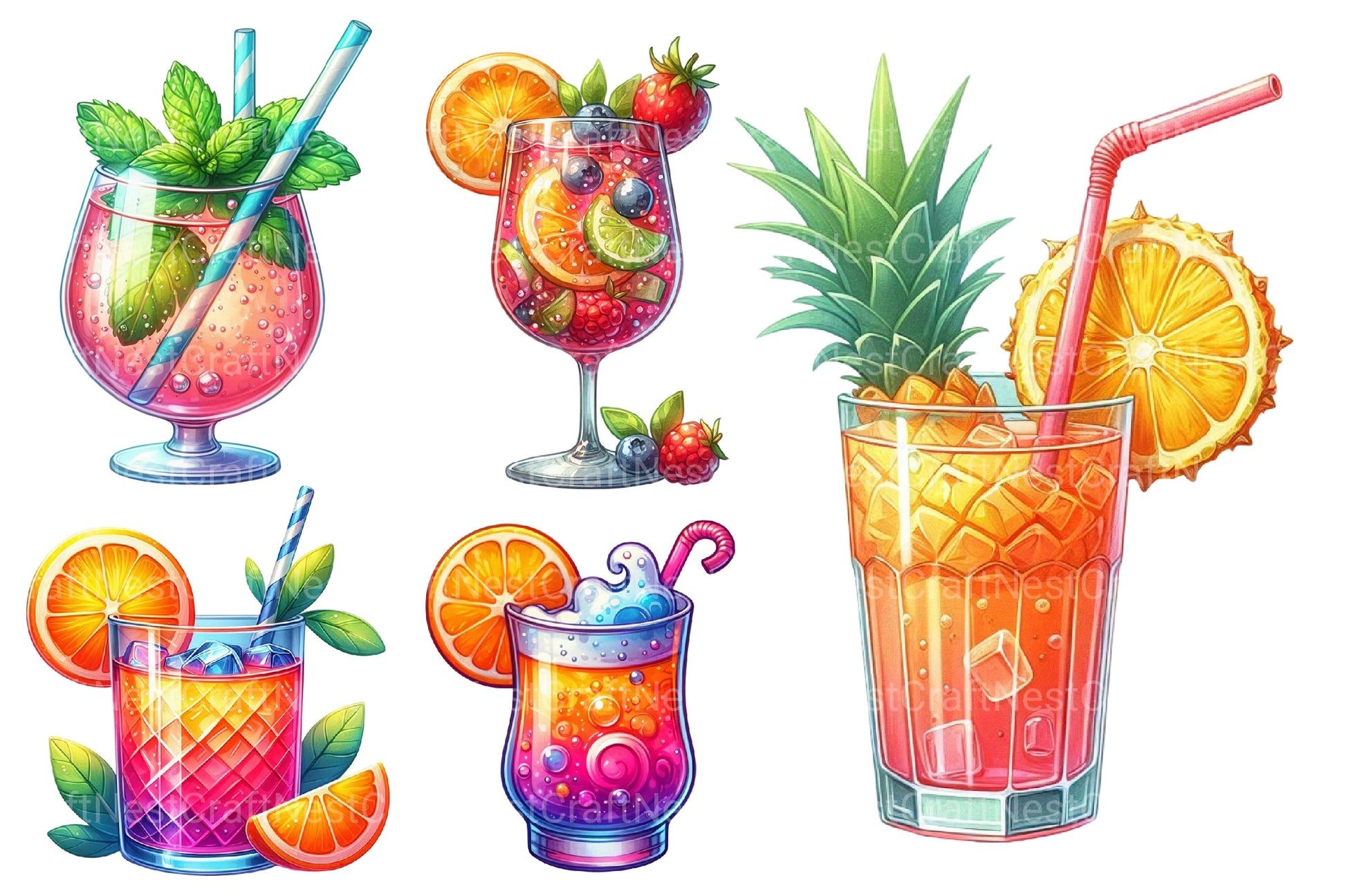 Summer Spritz Cocktail Clipart Bundle - CraftNest - Digital Crafting and Art