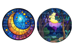 Moonlit Nights Stained Glass Clipart Bundle - CraftNest - Digital Crafting and Art