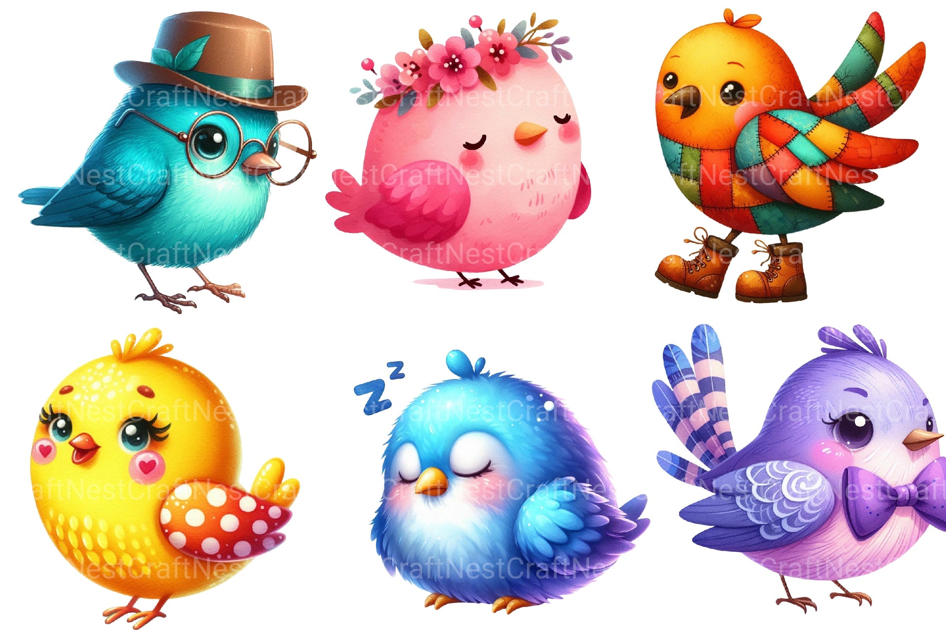 Whimsical Birds Clipart Bundle 2 - CraftNest - Digital Crafting and Art