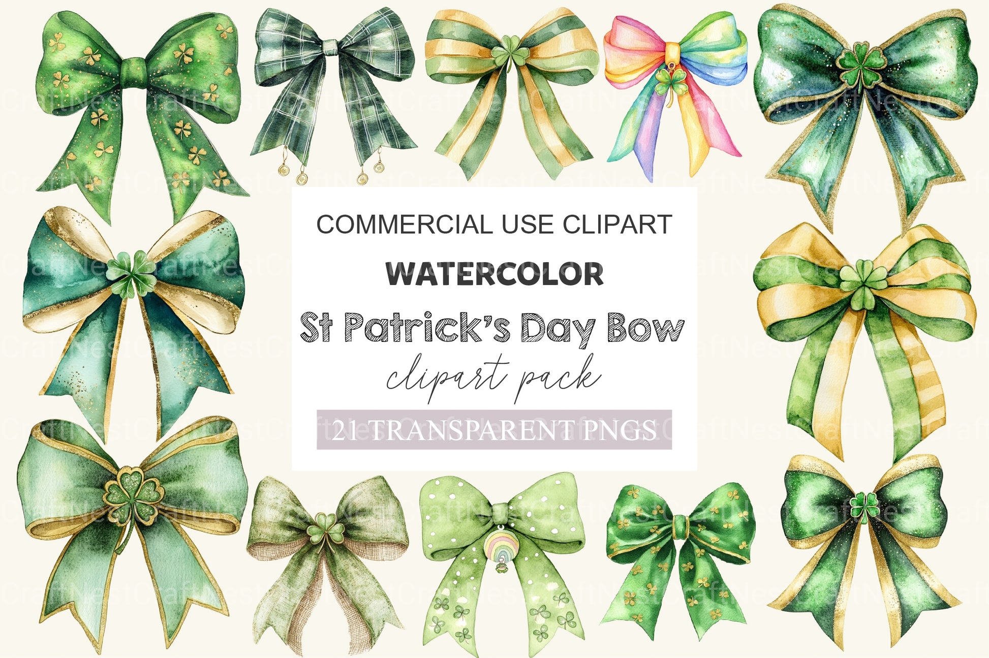 St Patrick's Day Bow Clipart Bundle 2 - CraftNest - Digital Crafting and Art