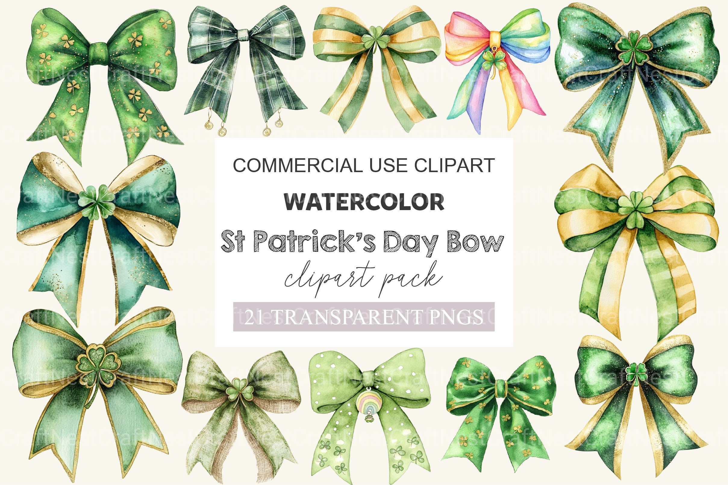 St Patrick's Day Bow Clipart Bundle 2 - CraftNest - Digital Crafting and Art