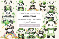 St Patrick's Day Cute Panda Clipart Bundle 2 - CraftNest - Digital Crafting and Art