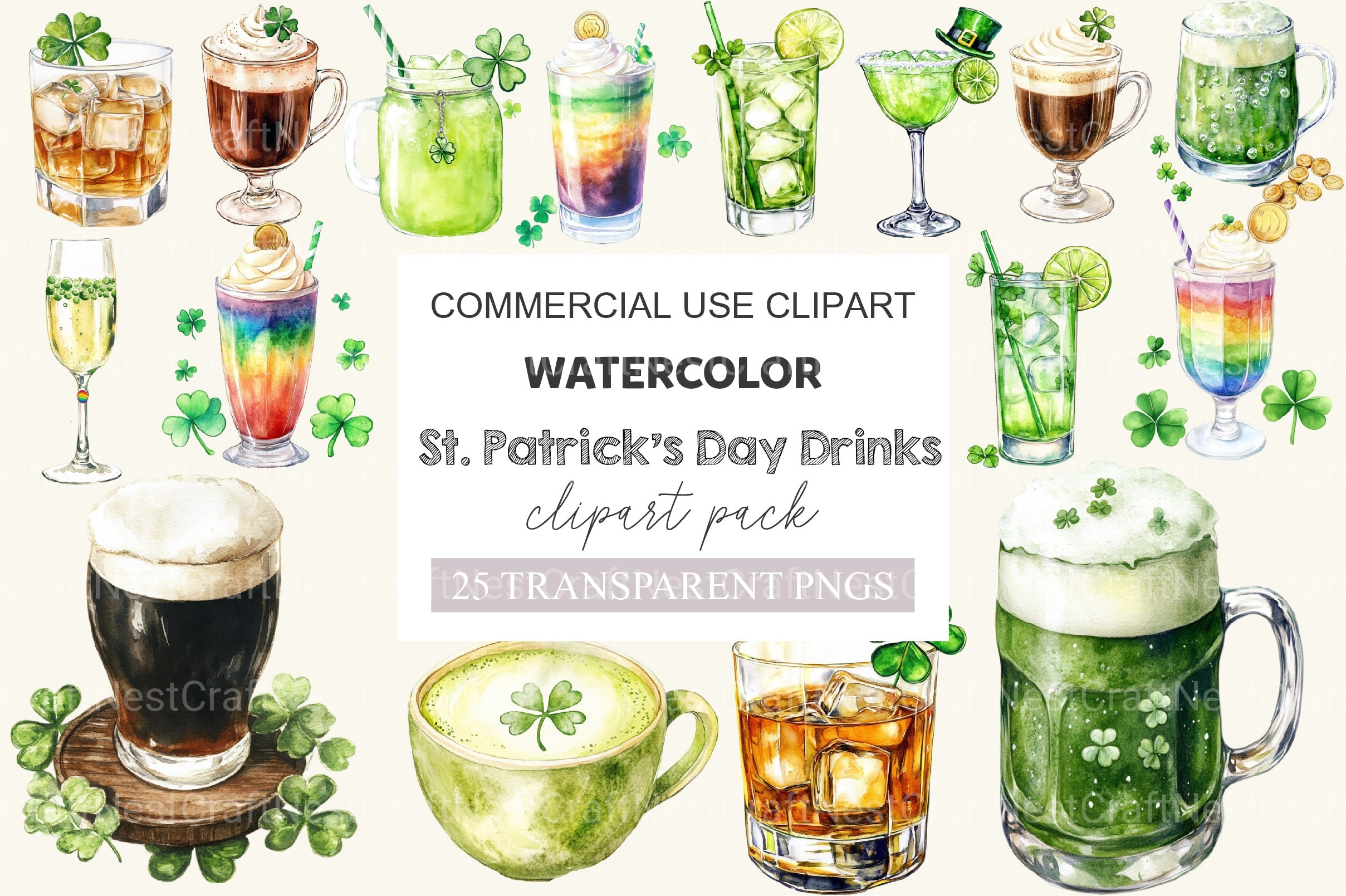 St Patrick's Day Drinks Clipart Bundle 3 - CraftNest - Digital Crafting and Art