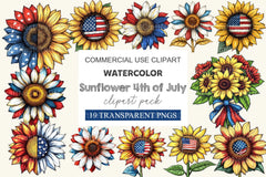 Sunflower 4th Of July Clipart Bundle 1 - CraftNest - Digital Crafting and Art