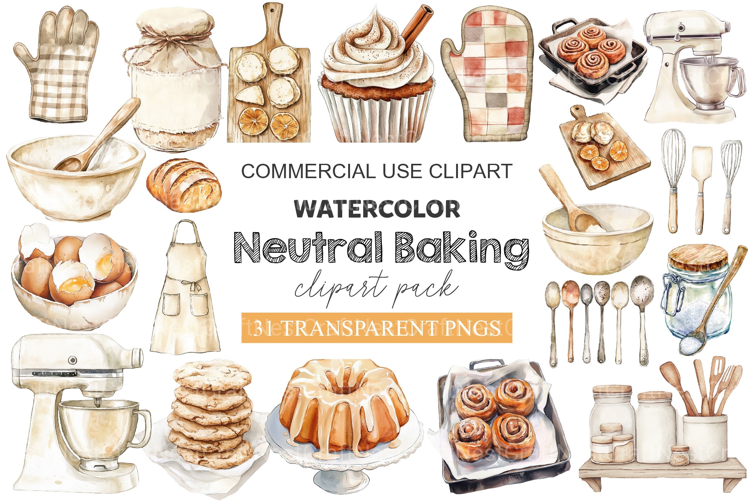 Neutral Baking Clipart Bundle 3 - CraftNest - Digital Crafting and Art