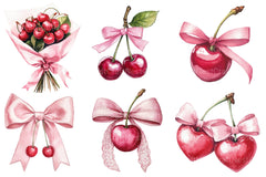 Coquette Cherries Bow Clipart Bundle 2 - CraftNest - Digital Crafting and Art