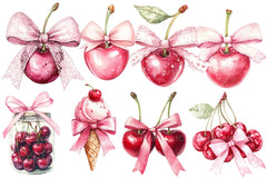Coquette Cherries Bow Clipart Bundle 2 - CraftNest - Digital Crafting and Art