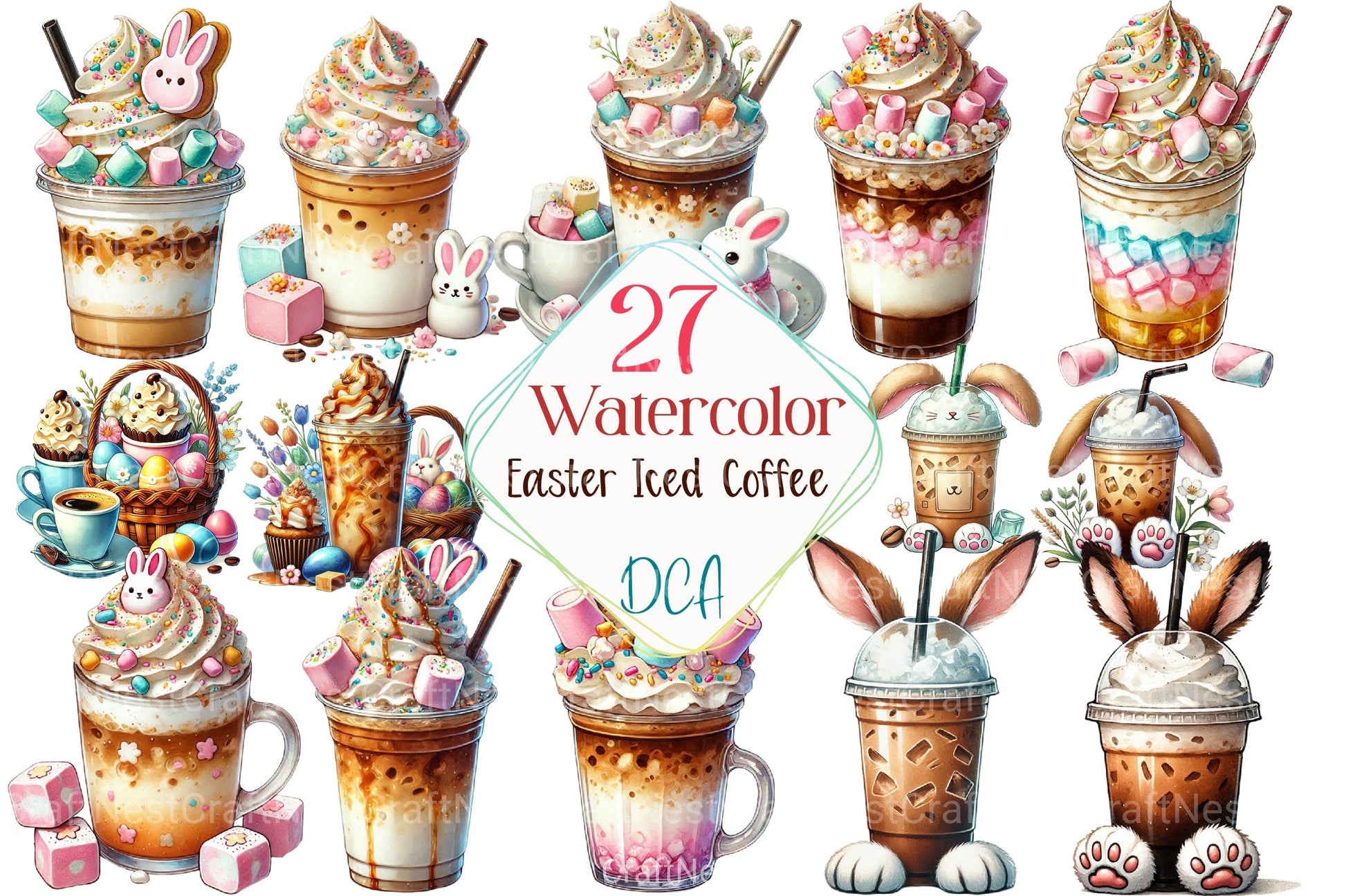 Easter Iced Coffee Clipart Bundle 66 - CraftNest - Digital Crafting and Art