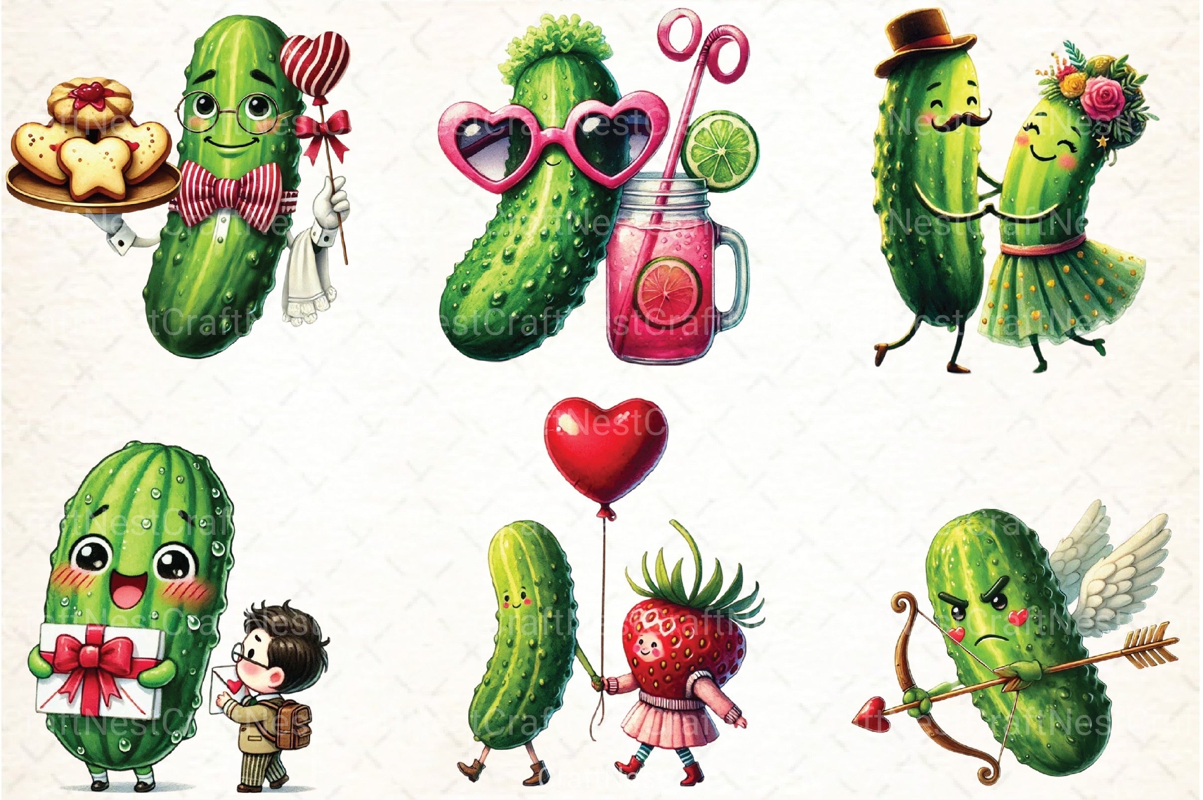 Cute Pickle Valentine's Clipart Bundle - CraftNest - Digital Crafting and Art
