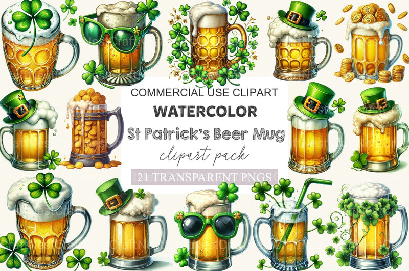 St Patrick's Beer Mug Clipart Bundle - CraftNest - Digital Crafting and Art