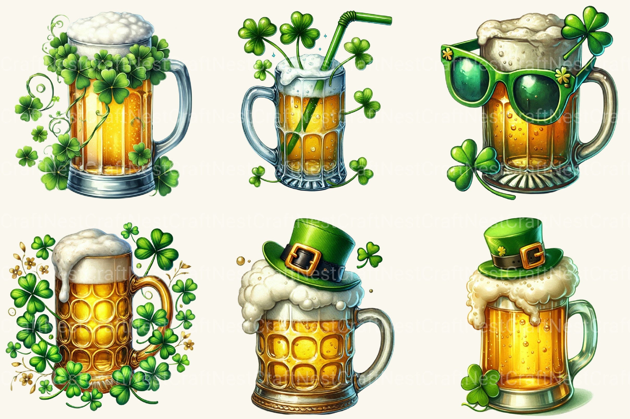 St Patrick's Beer Mug Clipart Bundle - CraftNest - Digital Crafting and Art