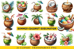 Summer Coconut Sublimation Clipart Bundle - CraftNest - Digital Crafting and Art
