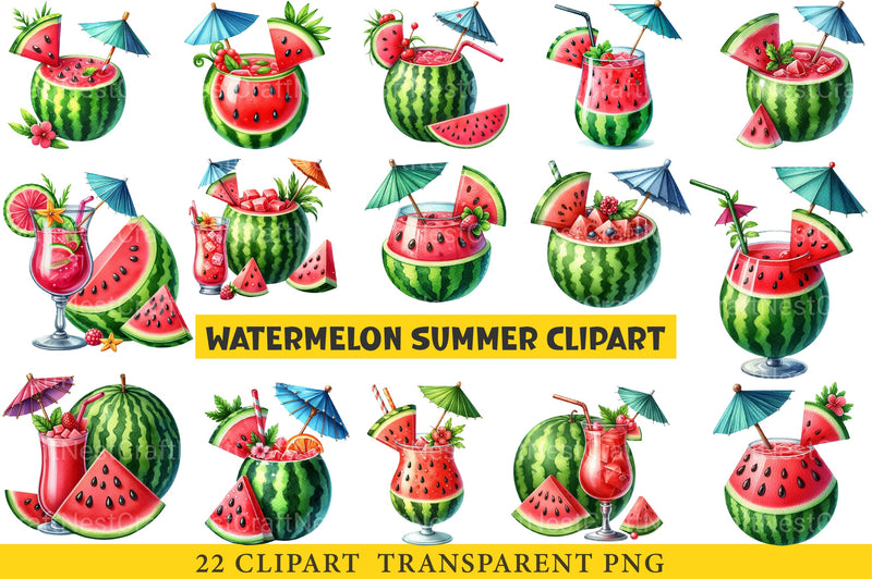 Watermelon Summer Clipart Bundle - CraftNest - Digital Crafting and Art