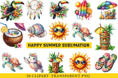 Happy Summer Sublimation Clipart Bundle - CraftNest - Digital Crafting and Art