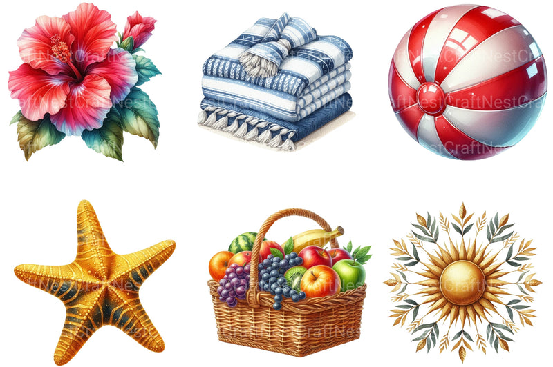 Summer Beach Day Collection Clipart Bundle - CraftNest - Digital Crafting and Art