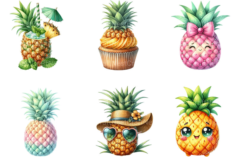 Summer Pineapple Clipart Bundle 1 - CraftNest - Digital Crafting and Art